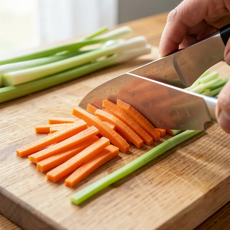 Couper les légumes en julienne : technique, dimensions et usages
