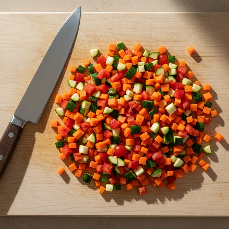 Taillage brunoise : technique pas à pas, dimensions et comparatif